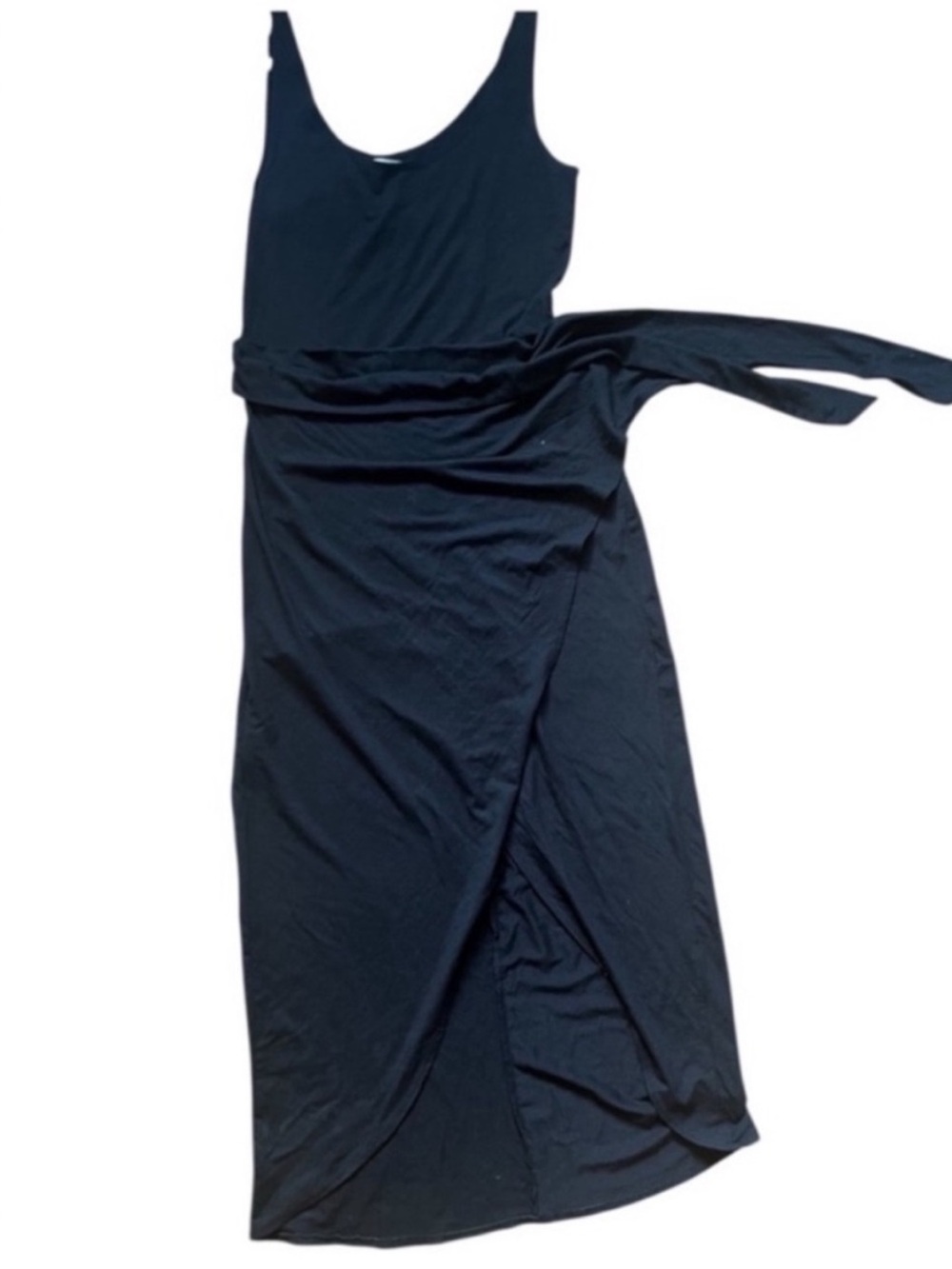 REFORMATION Kaila Black Jersey Knit Wrap Tank Midi Dress Small - Picture 8 of 11